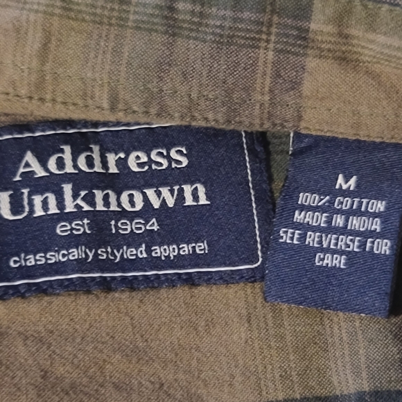 Address Unknown Men's Green & Black Men's Dress Shirt Size M - Picture 5 of 7